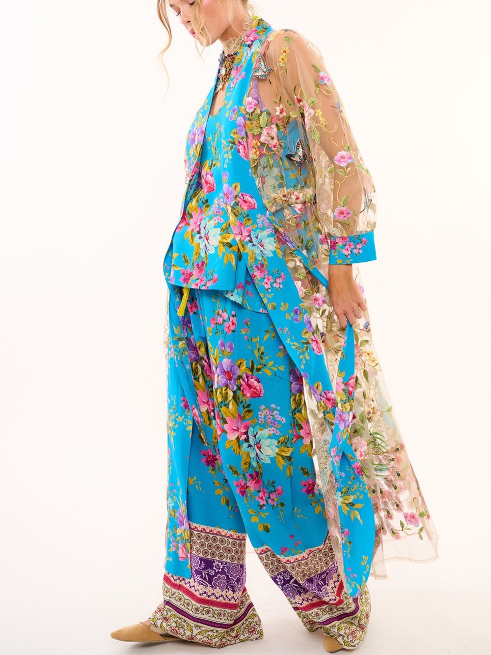 Aratta Garden of Eden Embroidered Mesh Kimono, NWT, $269 MSRP - Picture 10 of 15